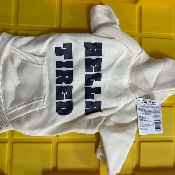 Top Paw Dog Apparel Cute White Hella' Tired Stretch Hoodie Size - S - Picture 4 of 7